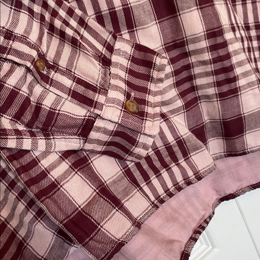 L.L. Bean Maroon/Pink Checkered/Plaid Tunic Shirt. Sz tag removed fits like L - Picture 8 of 8